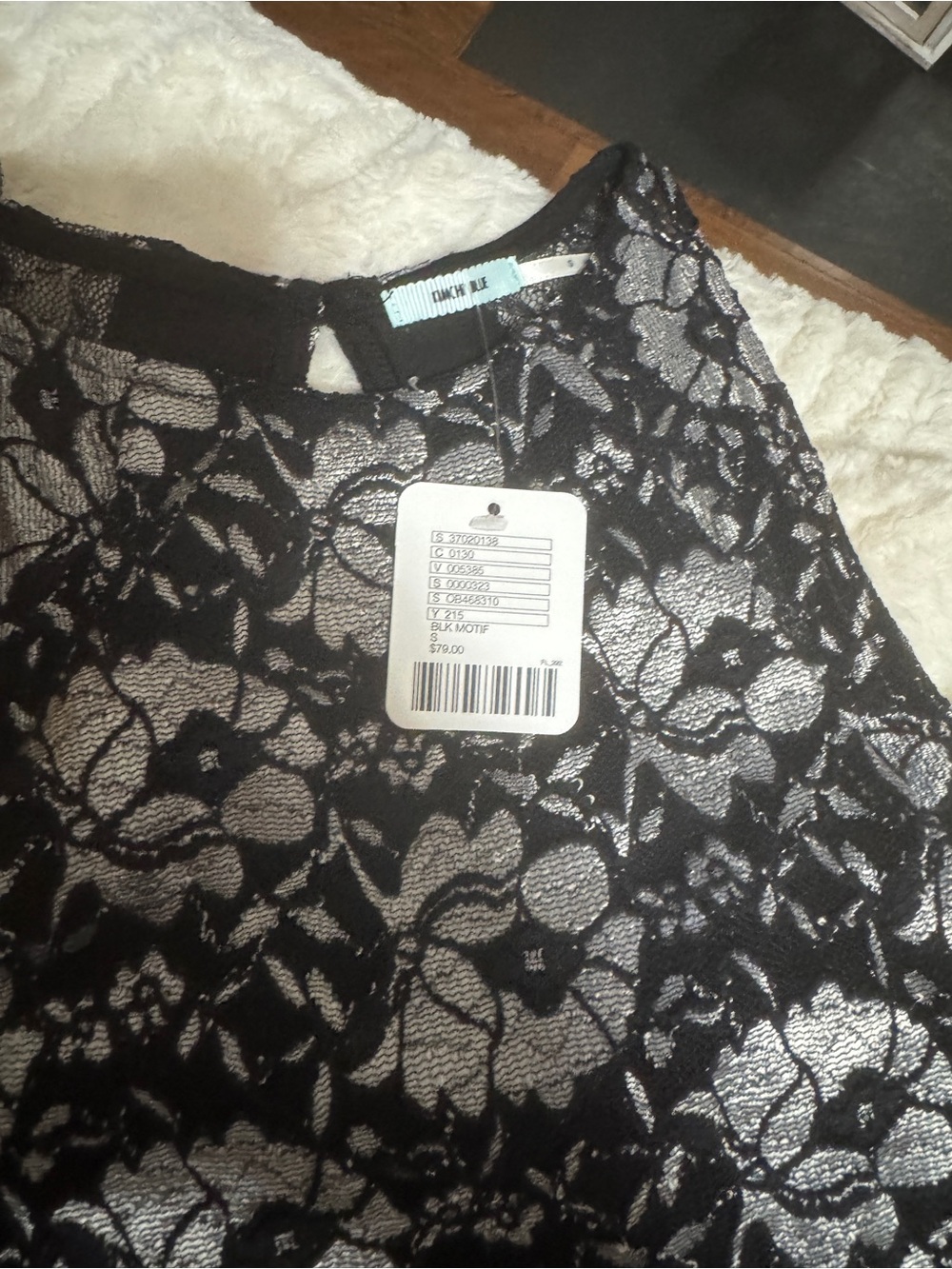 Black Lace Overlay Dress Top - Silver Underlay